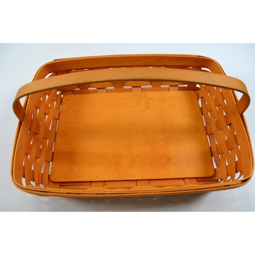 LONGABERGER 2002 Classic Back Porch Basket w/ 2 Protectors & Cloth Liner 13x9.5